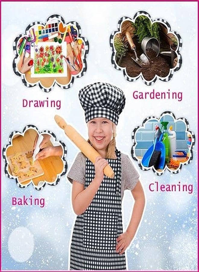 FANCY FLIGHT Chef Costume for Kids Chef Apron + Hat (Black check) (6-7 years) - Image 3